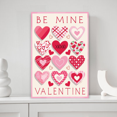 Be Mine Valentine Romantic Whimsical Abstract Wall Art Print 1 Piece Wrapped Canvas Wall Art