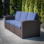Alderman Faux Rattan Sofa with All-Weather Cushions