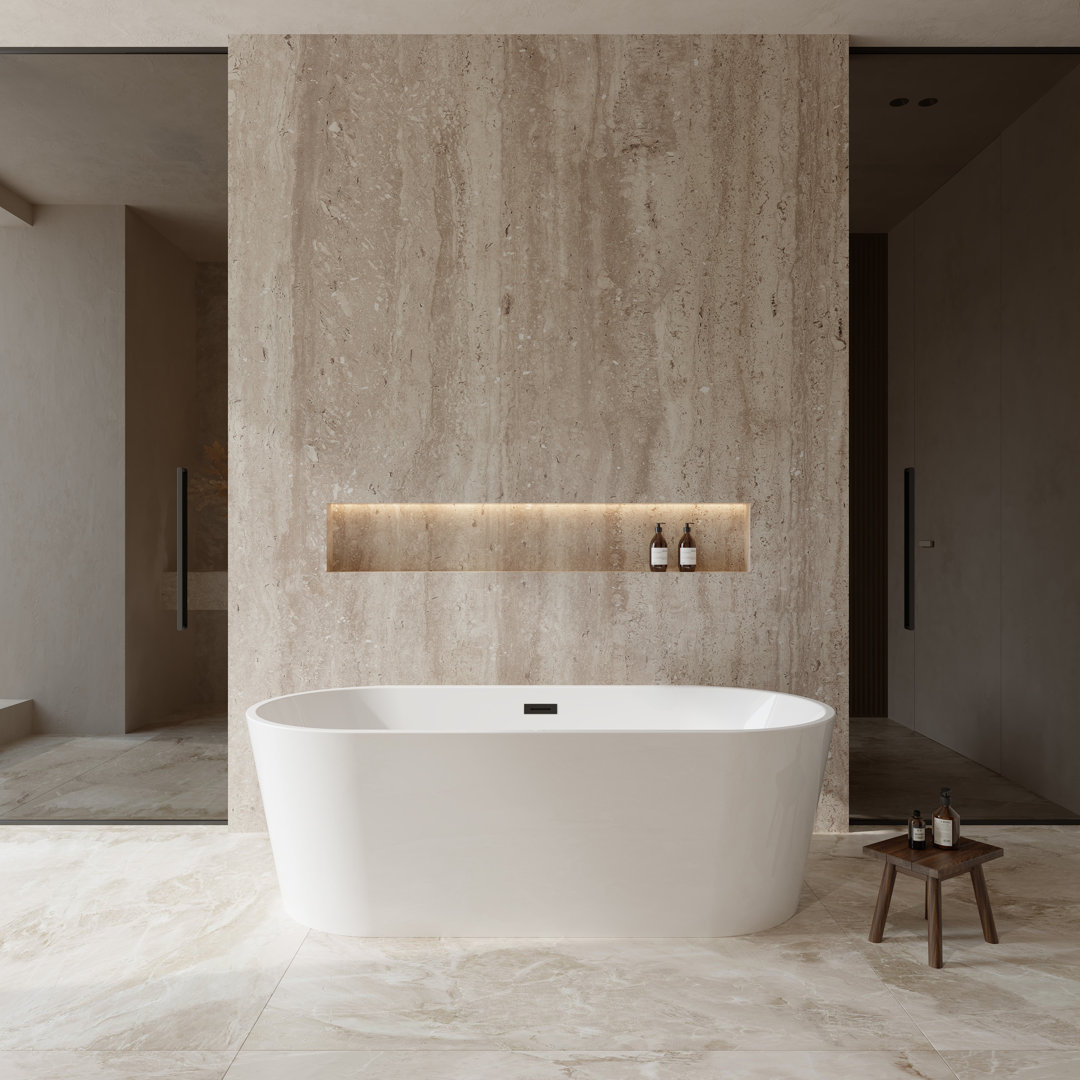 Carissa 71'' x 32'' Freestanding Soaking Acrylic Bathtub Wyndham Collection 