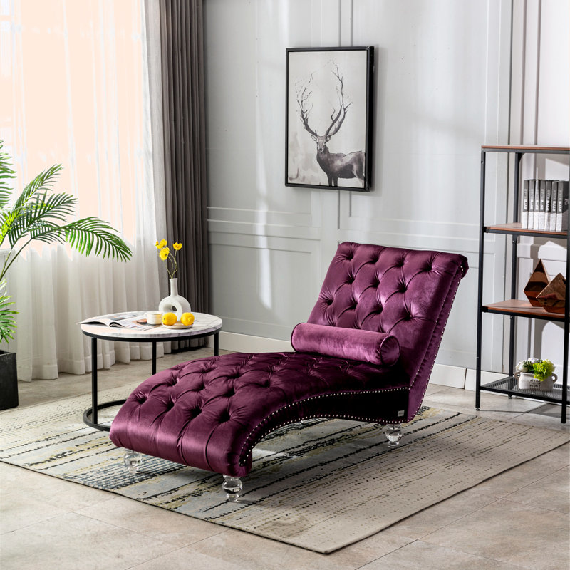 Geniece Outdoor Chaise Lounge, Purple Velvet
