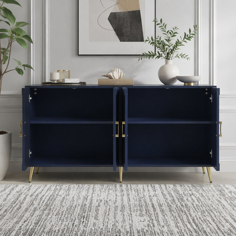 Buffet en bois laqué 4 portes Modern, Marine