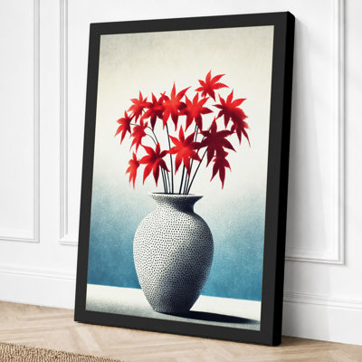 Maple Leaves In White Vase Botanical - Print