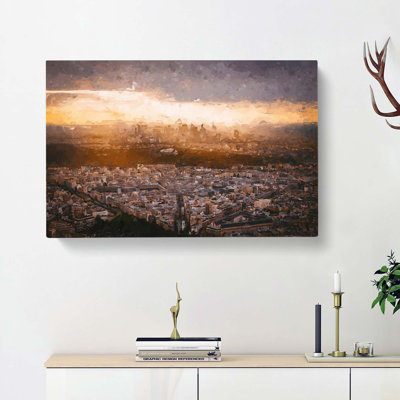 The Paris Skyline in France in Abstract - Wrapped Canvas