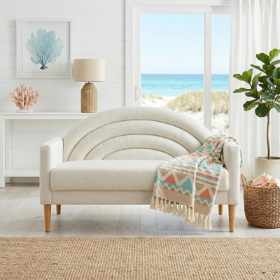 Petit sofa deux places recouvert de lin crème
