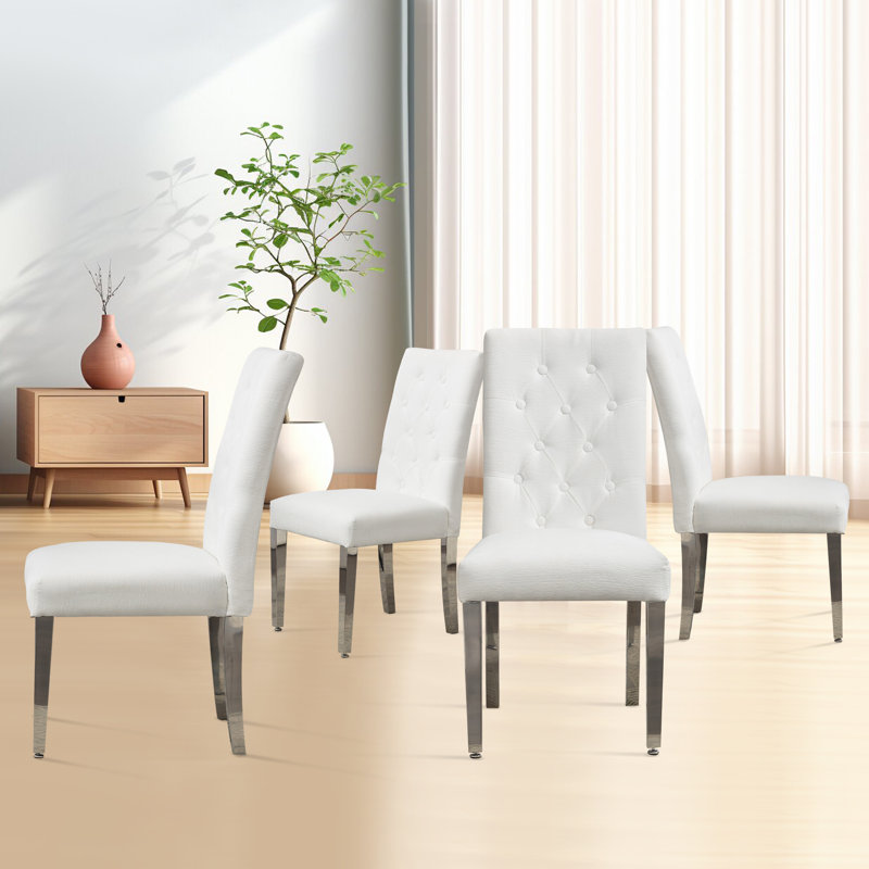 Set Of 4 Tufted Parsons Mino, White