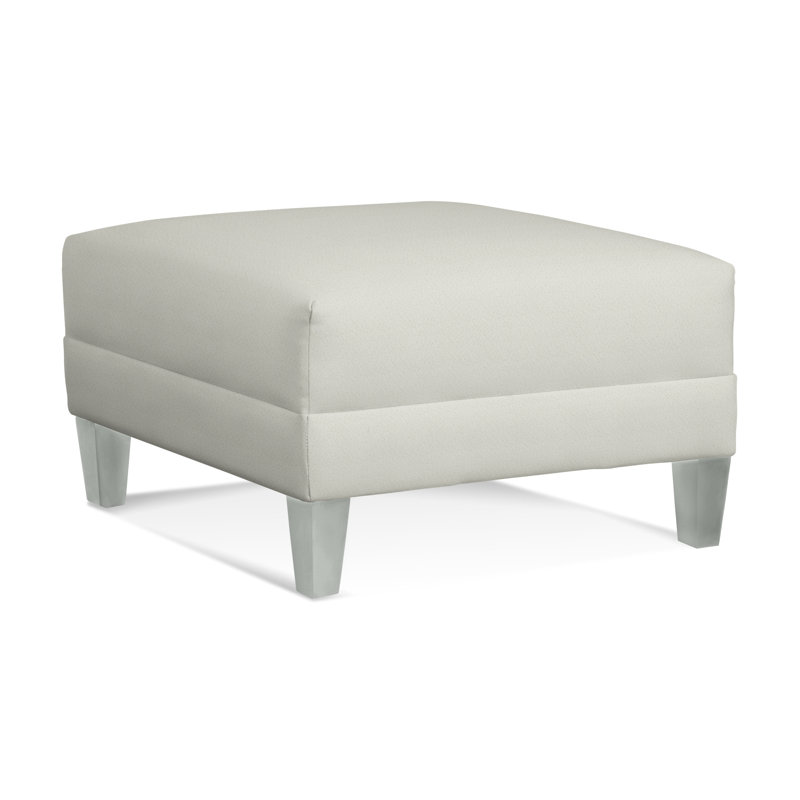 Alexa Square Ottoman, Ivory Crypton Performance; 0886-91, Nickel