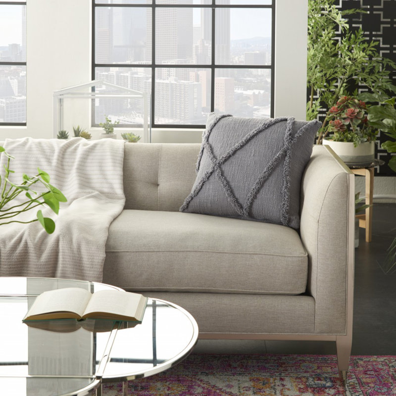 Housse et insert de coussin carré en coton Britney, H 18 po x l 18 po, Gris, Carrée