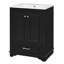 Meuble-lavabo moderne 24 po avec lavabo en céramique - armoire autoportante noire, rangement spacieux, portes à fermeture douce, style armoire à poignées argentées, poignée polyvalente, construction robuste-1137177978