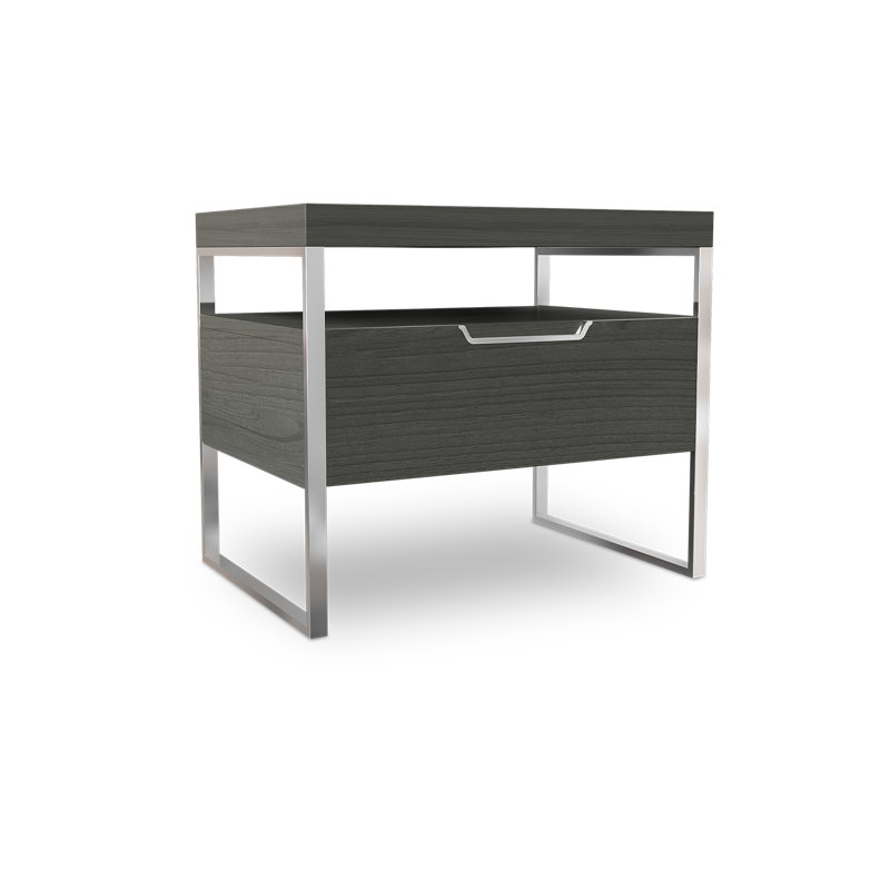 Sapan 26'' W Metal Nightstand, Classic Gray/Chrome