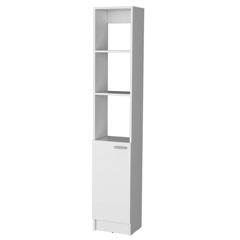 White Linen Cabinet For Bathroom Space Saving - 5 Shelves, 1 Door Organization Door, Shelves, White