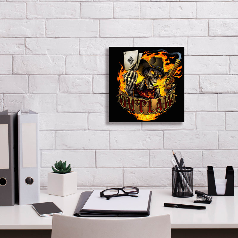 «Dorrell Outlaw Skeleton» sur toile, H 12 po x l 12 po x P 0,75 po