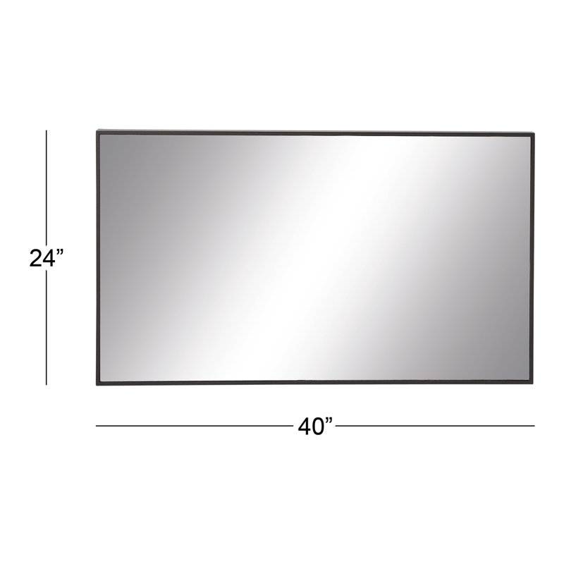 Wooden Minimalistic Wall Mirror with Thin Frame, Black, 40.25" x 24.13"