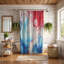 Rideau de douche standard 1 pièce rouge, blanc et bleu-100722723