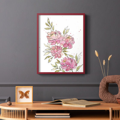 «Watercolor Blooms I», reproduction encadrée - bois massif