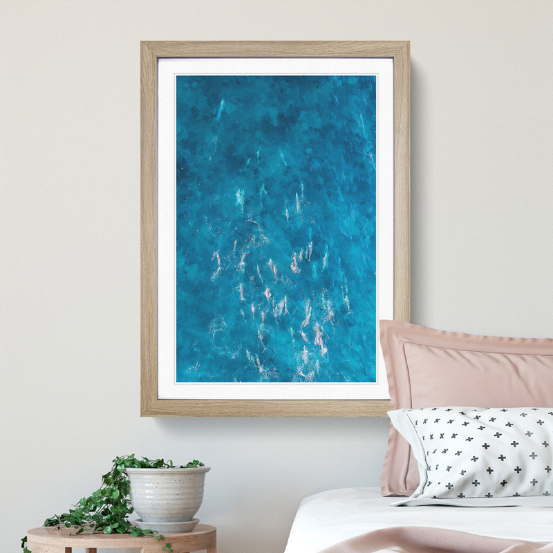 Many Dolphin - Picture Frame Painting Print, 33cm H x 24cm W x 2cm D, Oak Framed