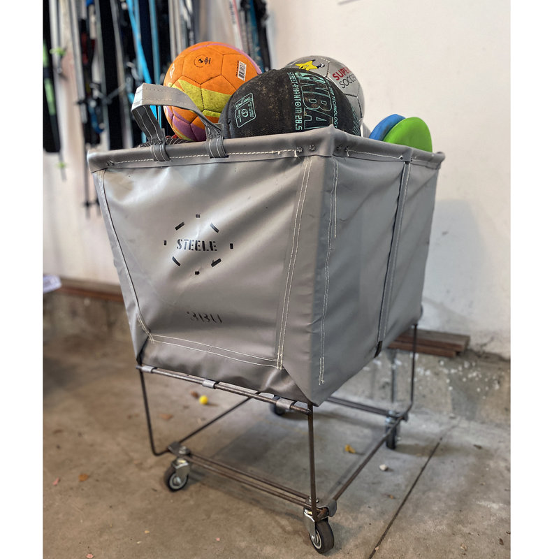 Rolling Laundry Basket with Handles, Grey Vinyl, 0
