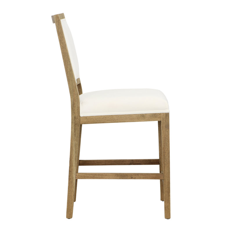 Croft 40" Tall Oak Wood Upholstered Counter Stool, White