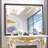 Rectangular Black Matte Metal Frame Vanity Mirror with Beveled Floating Mirror Bathroom-112506796