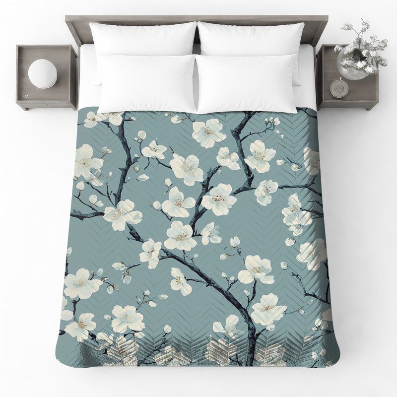Cherry Blossom Branches Bedding Cherry Blossom Bedspread Floral, Double
