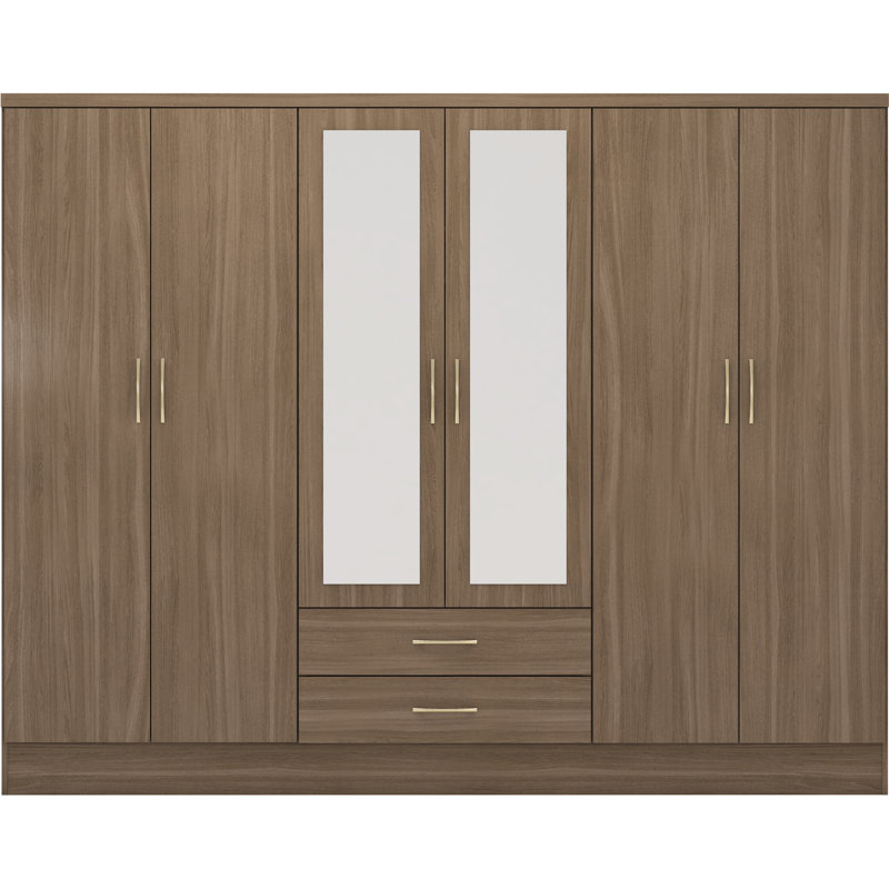 Cascio 6 Door Wardrobe, Rusitc Oak