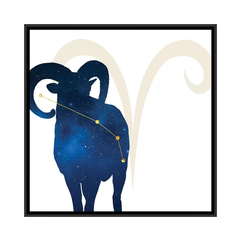 « stars of aries », impression sur toile tendue, H 18 po x l 18 po x P 1,5 po, Toile avec cadre noir, Pas de tapis