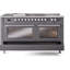 Cuisinière à double combustible de 60 po ILVE Professional Plus II, 7 brûleurs scellés, plaque chauffante, plateau français (porte vitrée)-98168249-98168248