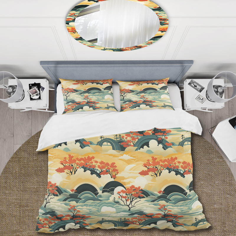 Ensemble de housse de couette Yellow I, Housse de couette pour très grand lit et 2 très