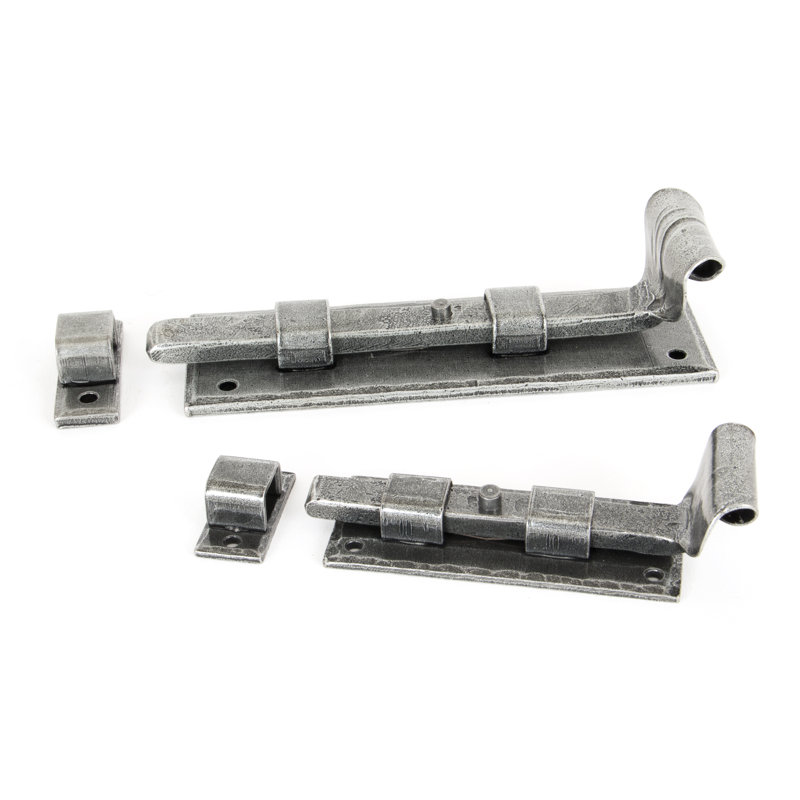 Fishtail Straight Door Bolt, Pewter Patina