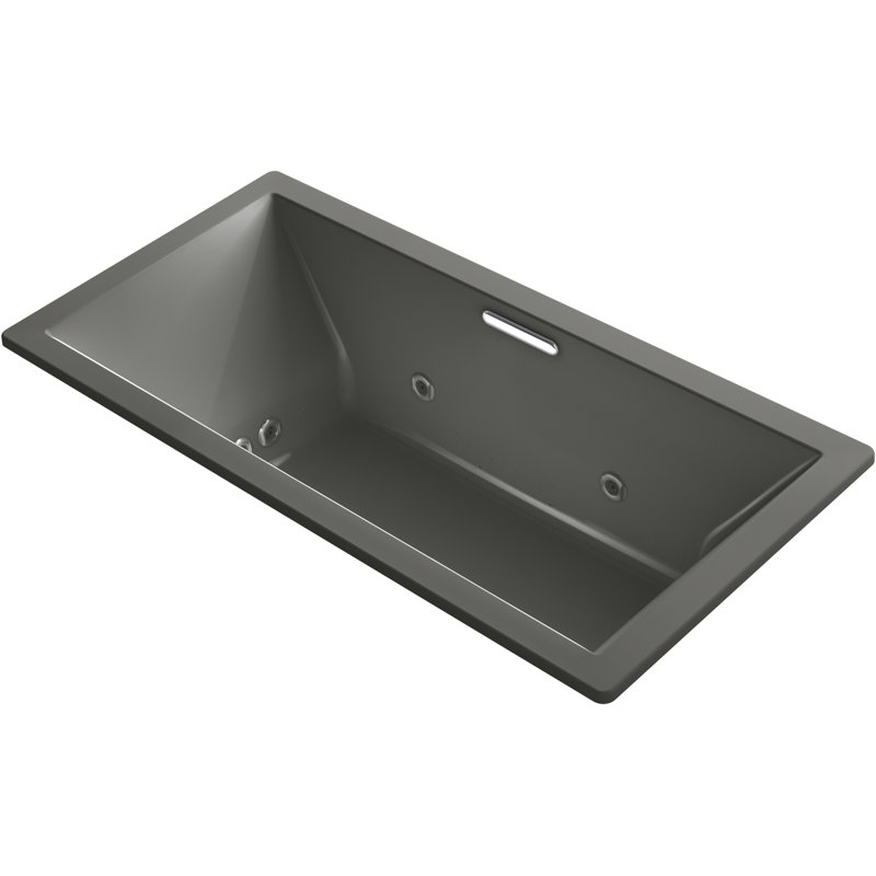 Underscore 72" x 36" Whirlpool Acrylic Bathtub with Heater, Thunder Gray