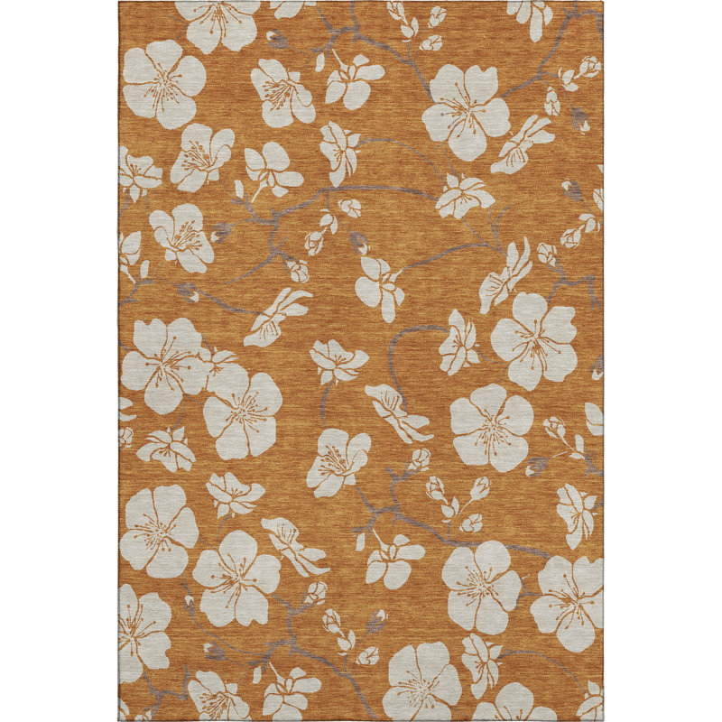 Tapis floral de qualité supérieure lavable à la machine Diskin AMF1032, Rectangulaire 3 pi x 5 pi