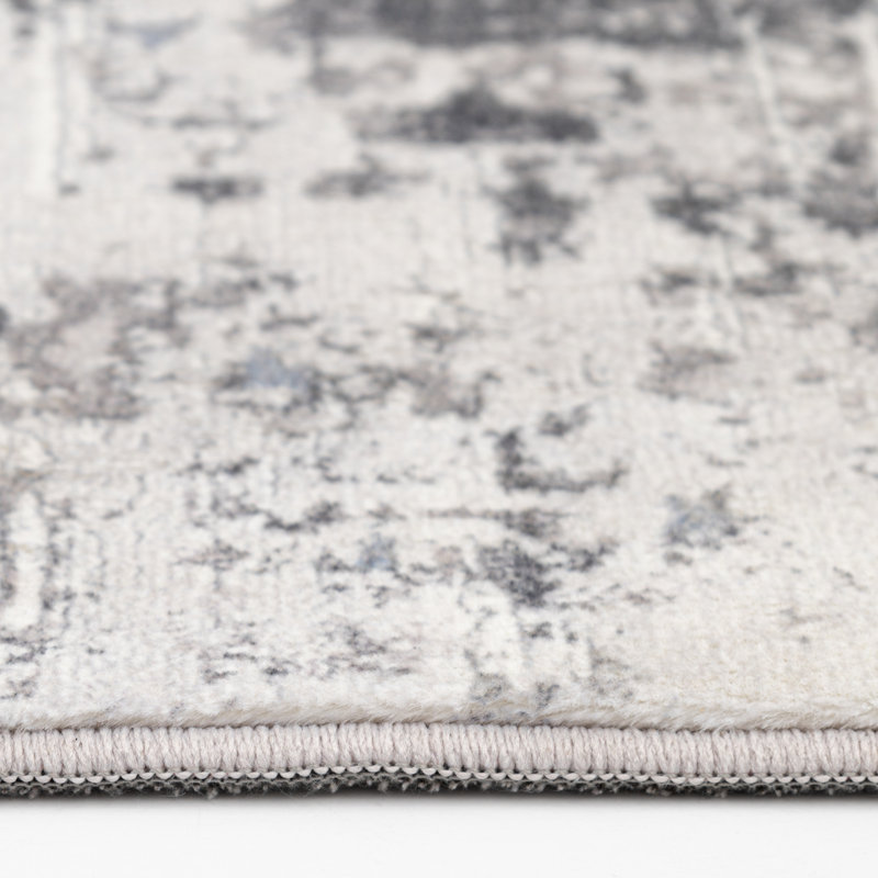 Tapis gris / ivoire touffeté Tashi, Rectangle 5 pi x 7 pi