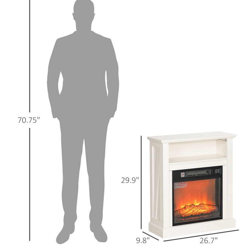Foyer électrique 27 po - 1400 W, effet de flamme réaliste blanc, ambiance, température réglable 82 82, télécommande, fonctionnement silencieux du ventilateur 1400 W avec fonction minuterie, fonctionnement,