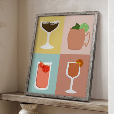 Impression encadrée Colorblock Cocktail II - bois massif