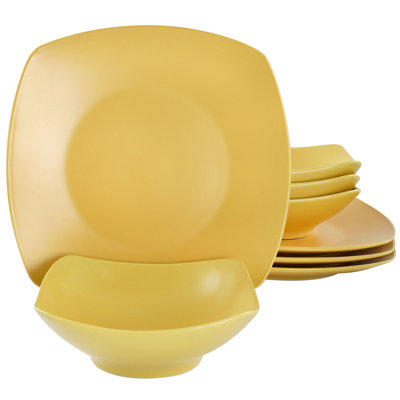 8 Piece Square Stoneware Dinnerware Set