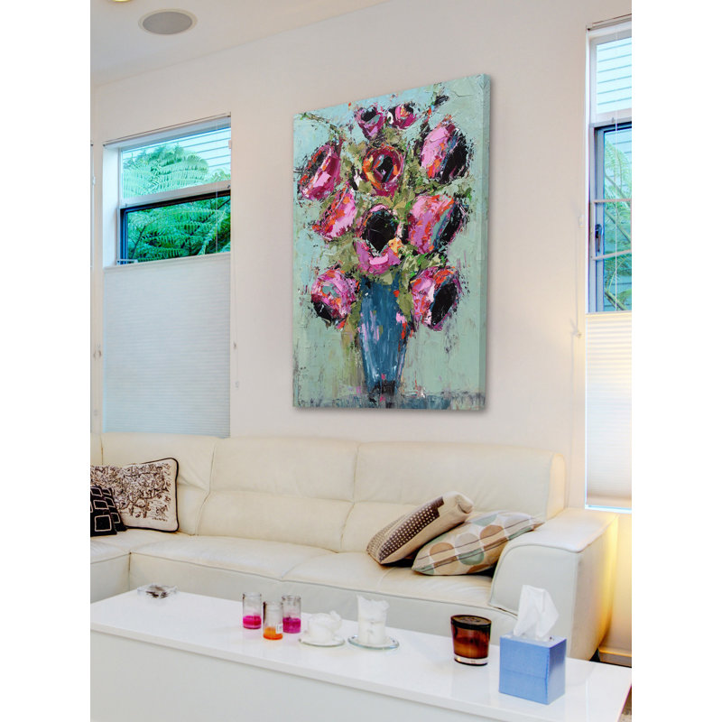 « brillante bouquet », reproduction d’art sur toile tendue encadrée, H 36 po x l 24 po x P 1,5 po