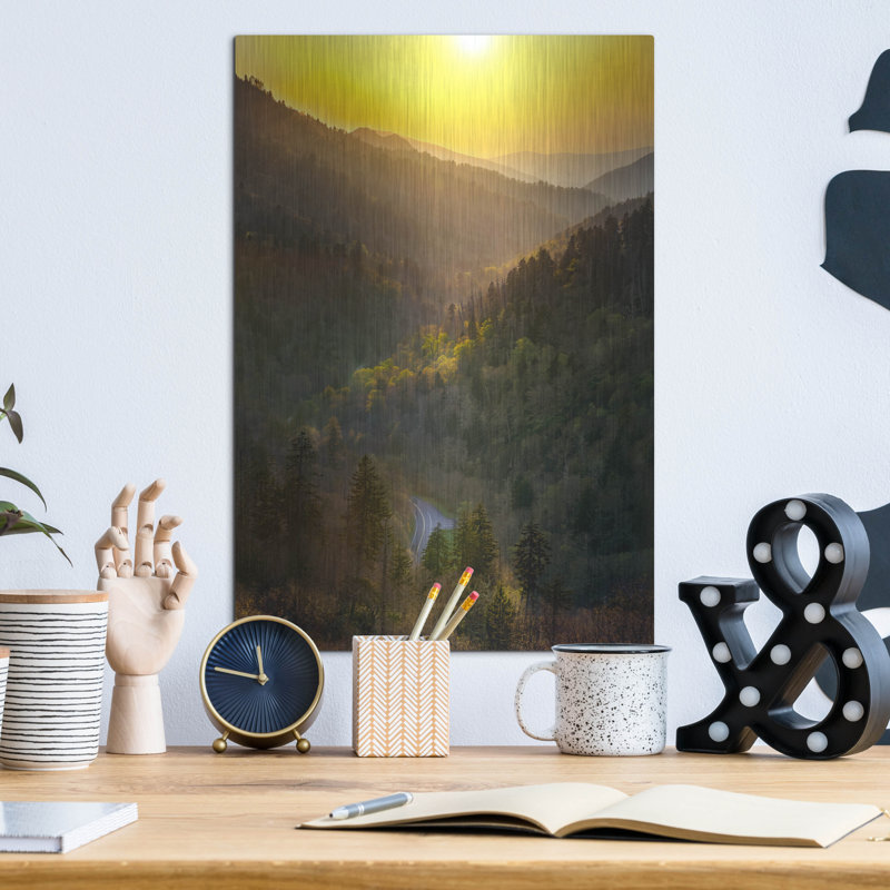 Loon Peak® «Sunset Valley In The Smokies» par Jonathan Ross, art mural en métal, H 16 po x l 12 po