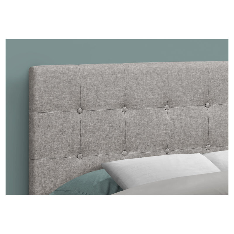 Tête de lit double capitonnée en tissu d'aspect lin gris