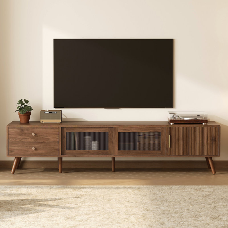 Meuble télé 76 po avec portes en verre 76 po Modern Minimal Modern Doors