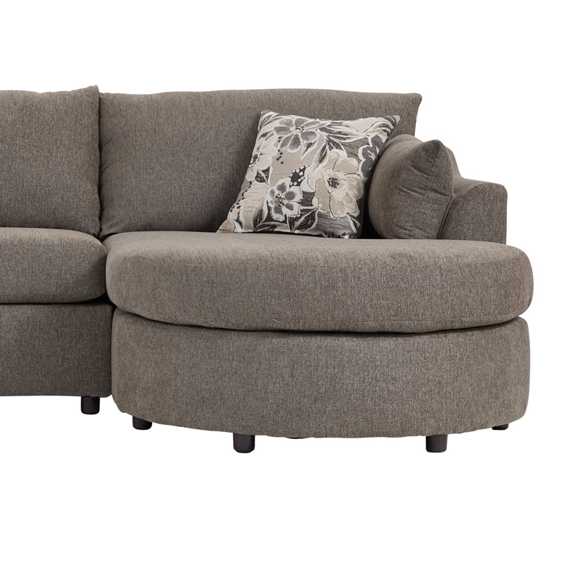 Canapé modulaire et méridienne 13950Sec, Polyester Dexter Fern, Gris anthracite Margo