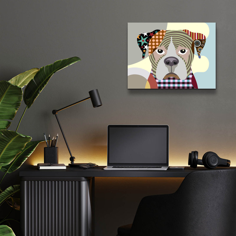 " Boxer Dog " by Lanre Adefioyue, 12" H x 16" W x 0.13" D