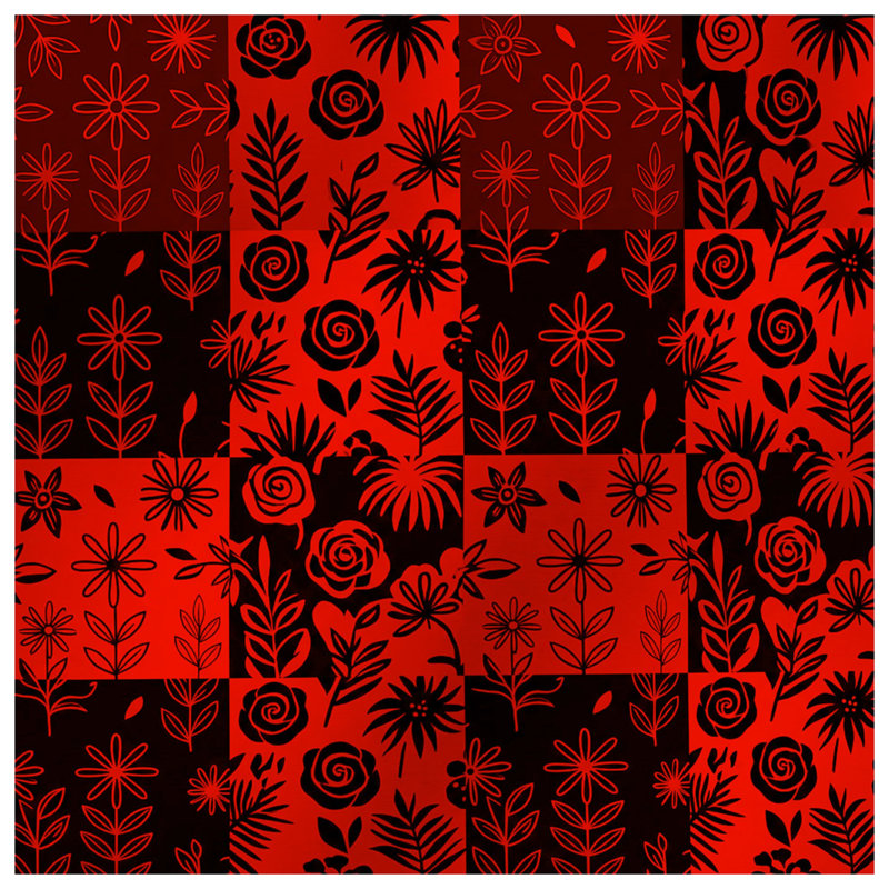 Couvre-lit matelassé à motif floral rouge et noir toutes tailles, Lit simple
