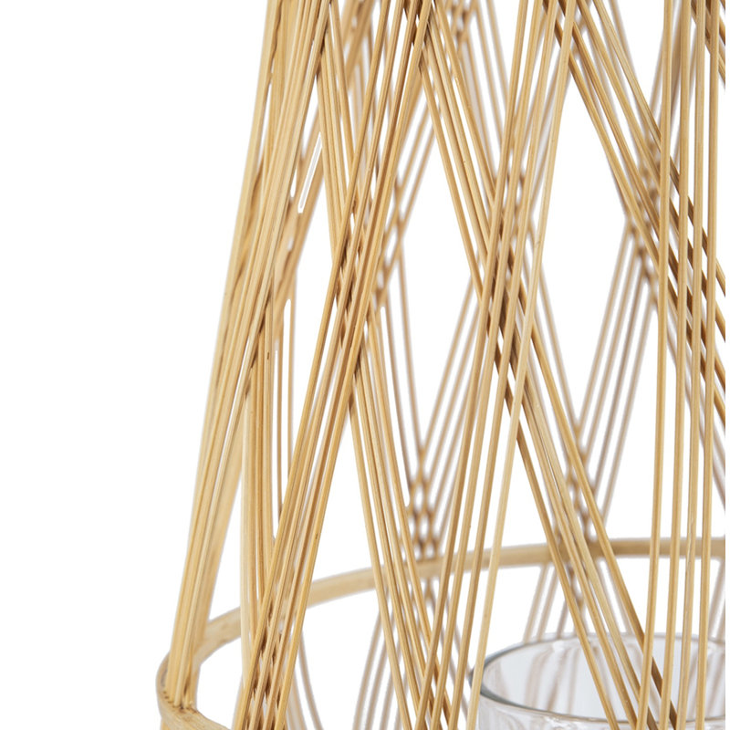 D9.5x13.5" Sienna Bamboo Lantern with Rope Handle
