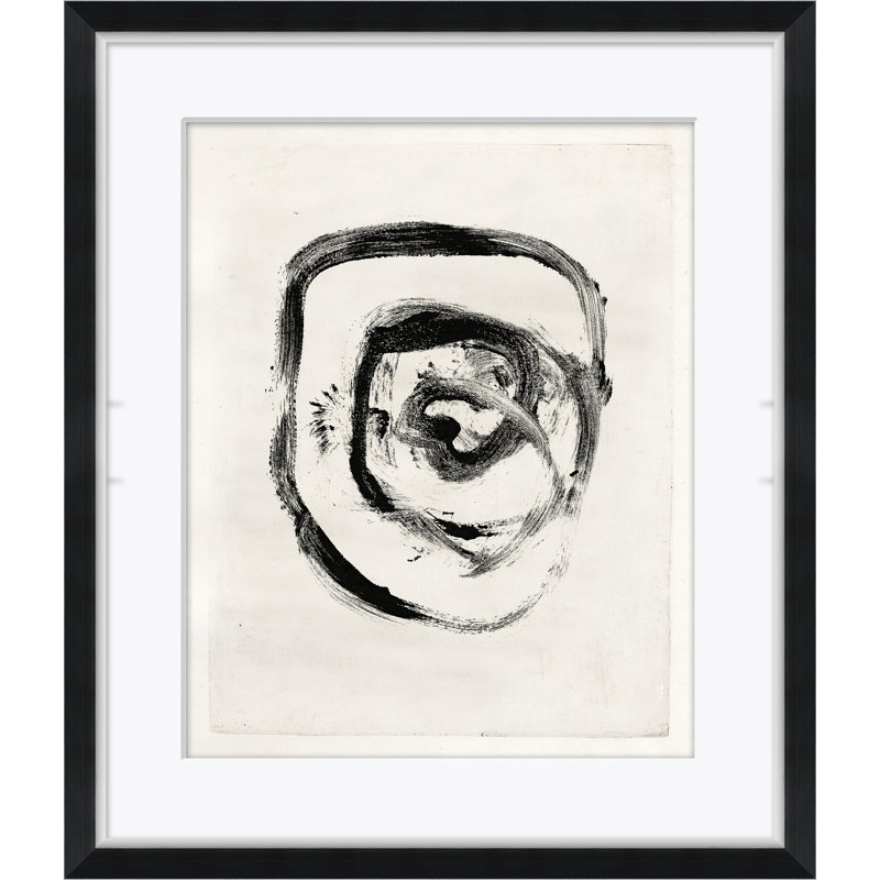 «Black & White Swirl» - Peinture encadrée sur papier