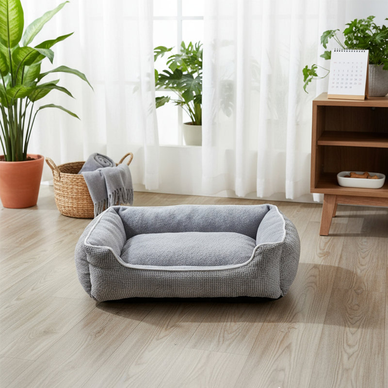 Polyester Pet Bed, Medium (14cm H x 60cm W x 50cm D), Grey