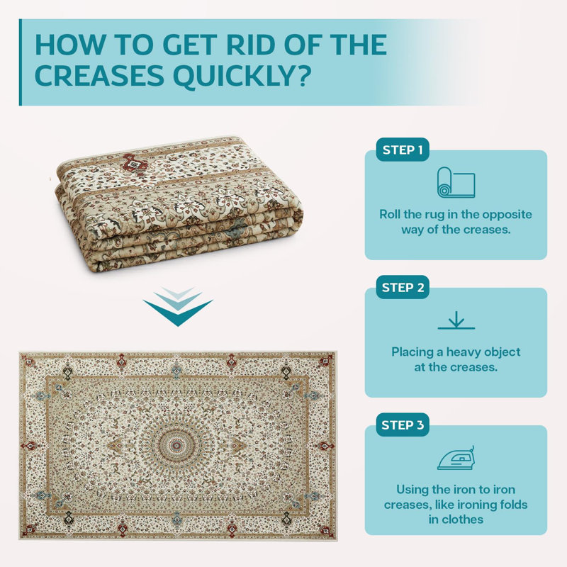 Traditional Sarouk Cashmere-Feel Area Rug & Runner, Non-Slip Washable Living Room Carpet, Rectangle 200 x 290 cm