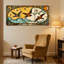Ensemble de 3 impressions sur toile de style vitrail hirondelles et nuages-74217101