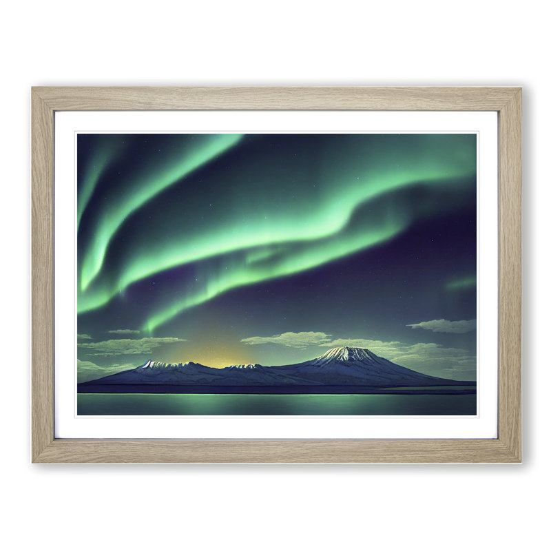 Ethereal Aurora Borealis - Single Picture Frame Print, Oak, 46cm H x 64cm W x 2cm D
