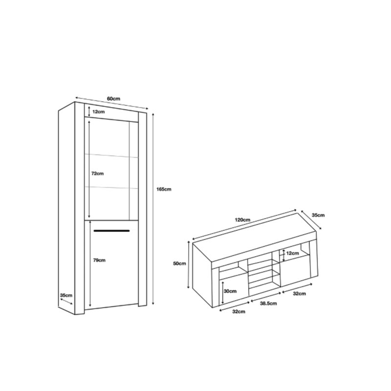 Milano Unfinished Entertainment Centre for TVs up to 55", White/Blue