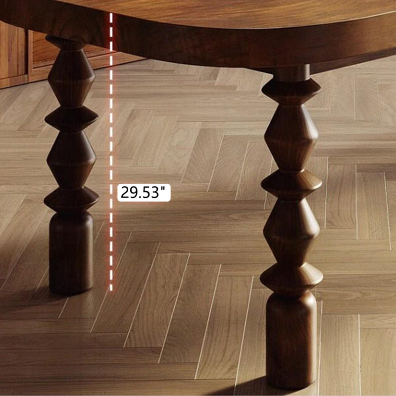 Table de salle à manger rectangulaire en bois massif brun, H 29,53 po x l 62,99 po x P 31,5 po