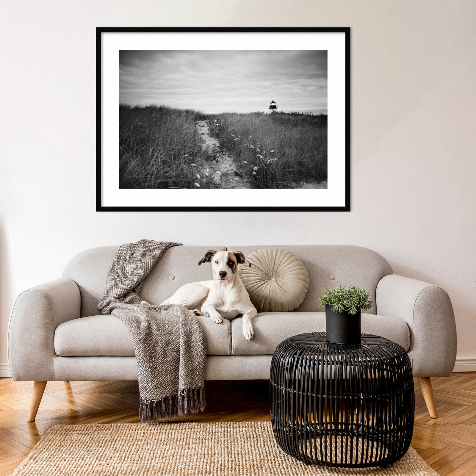Nantucket Lighthouse by Aledanda, Black, 30" H x 41" W